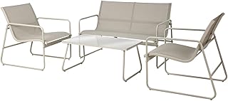 Conjunto de Jardín 4 Piezas con Sofá, 2 Sillones y Mesa de Centro. Set Exterior para Terraza, Patio o Balcón Fácil Instalación. (Beige)