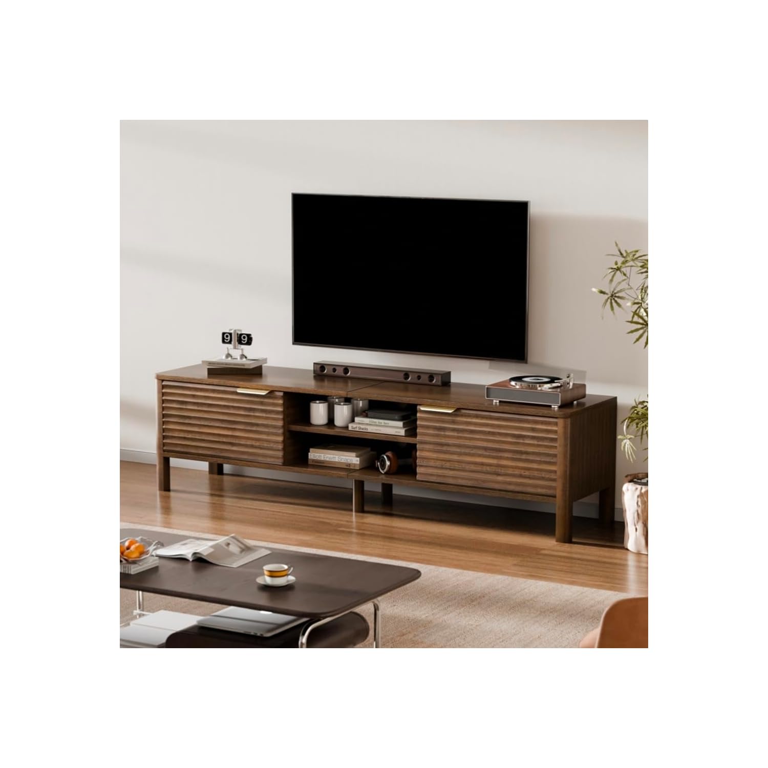 Mueble TV con puertas Marrón