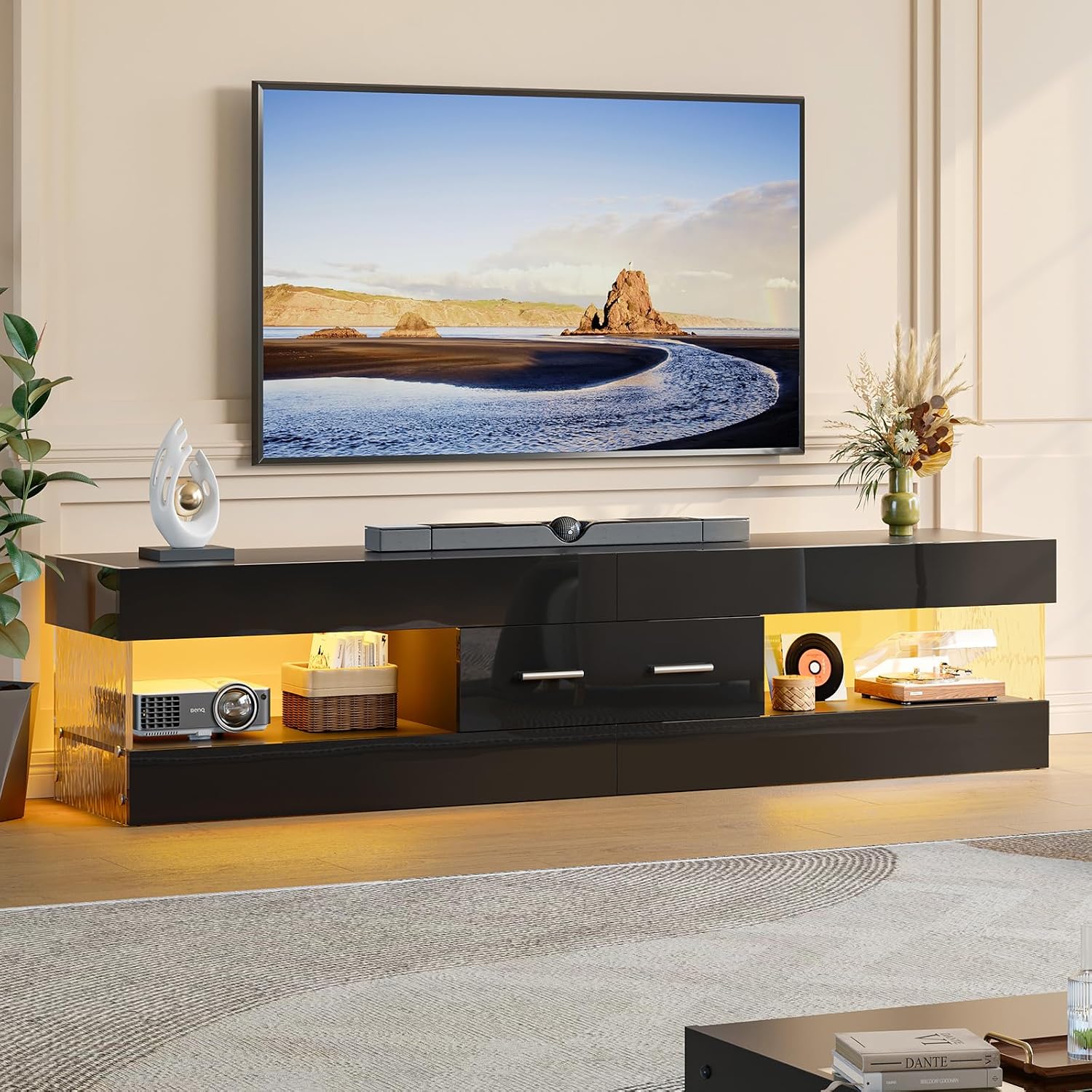 Mueble TV alto Negro