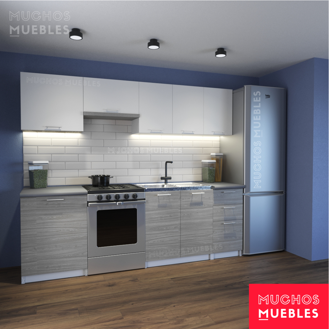 Cocina modular Gris y Blanco 240 cm