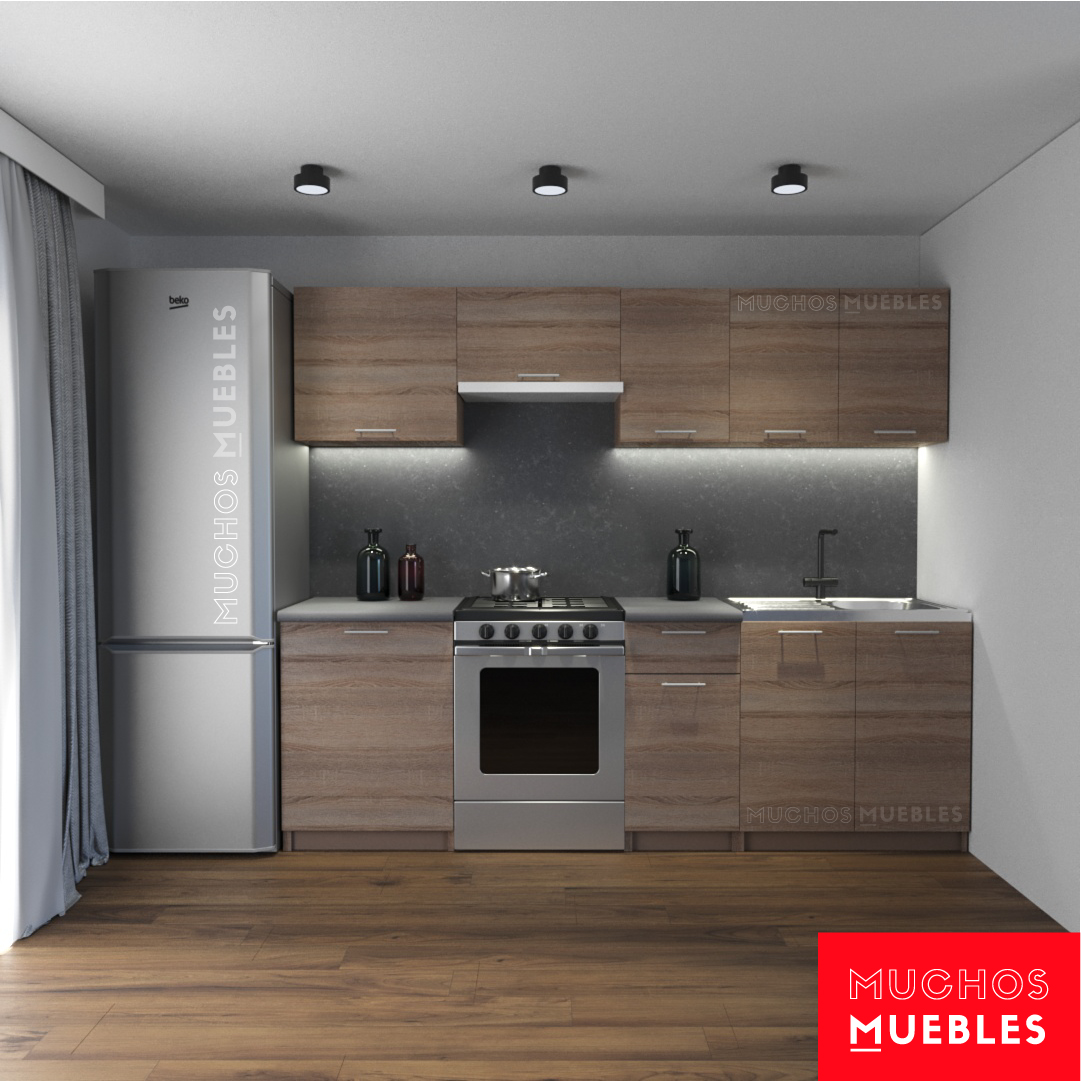 Cocina modular Roble Oscuro 240 cm