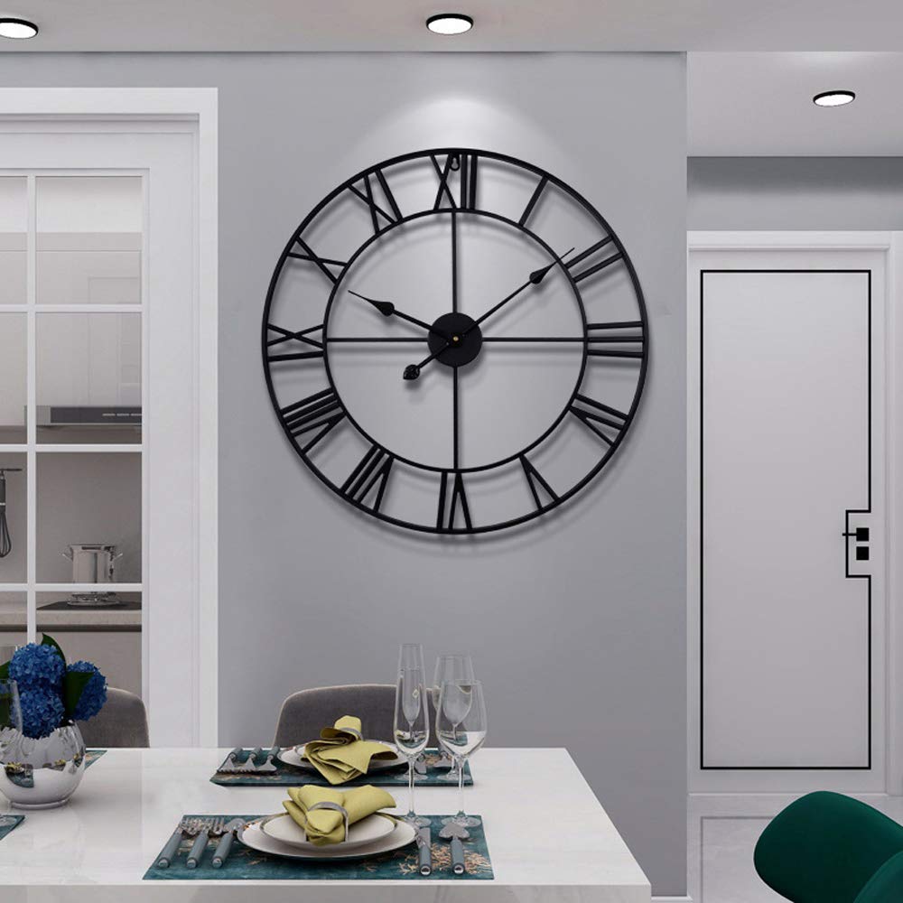 Reloj de pared vintage redondo Negro 60 cm