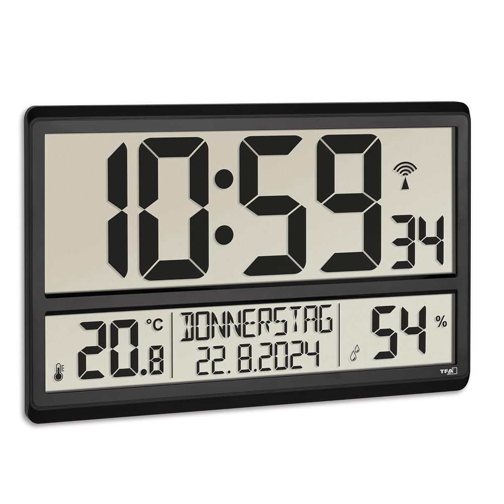 Reloj de pared digital XL con temperatura y humedad