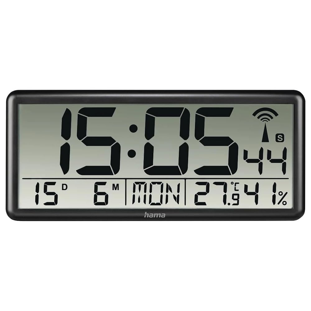 Reloj de pared digital 15,5 pulgadas Negro