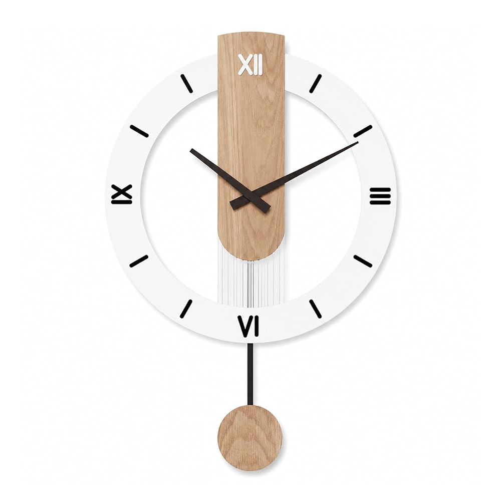 Reloj de pared con péndulo 40x55 cm Blanco