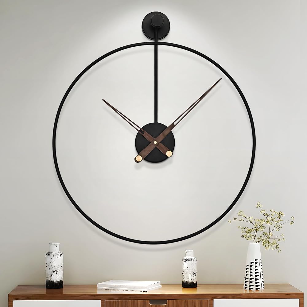 Reloj de pared rústico 61 cm Negro