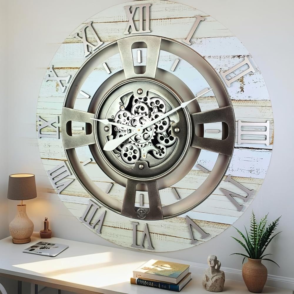 Reloj de pared de engranajes 60 cm Beige