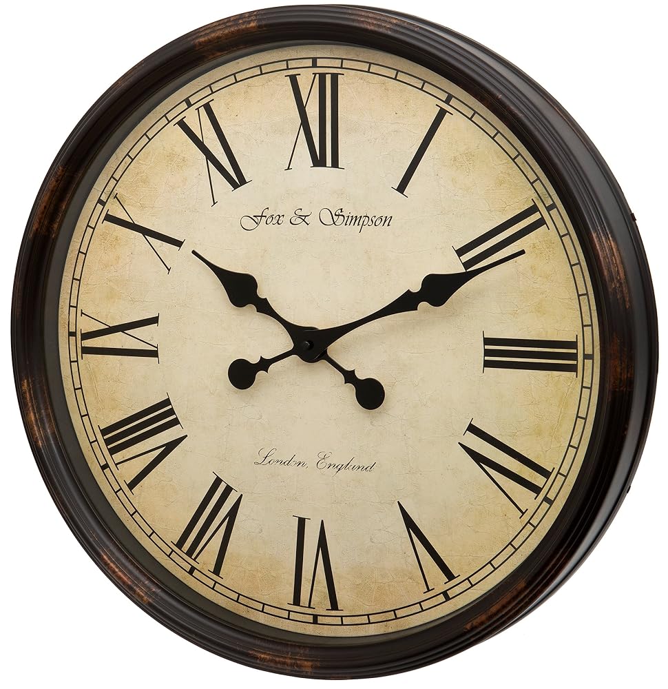 Reloj de pared estilo estación vintage Negro 50 cm