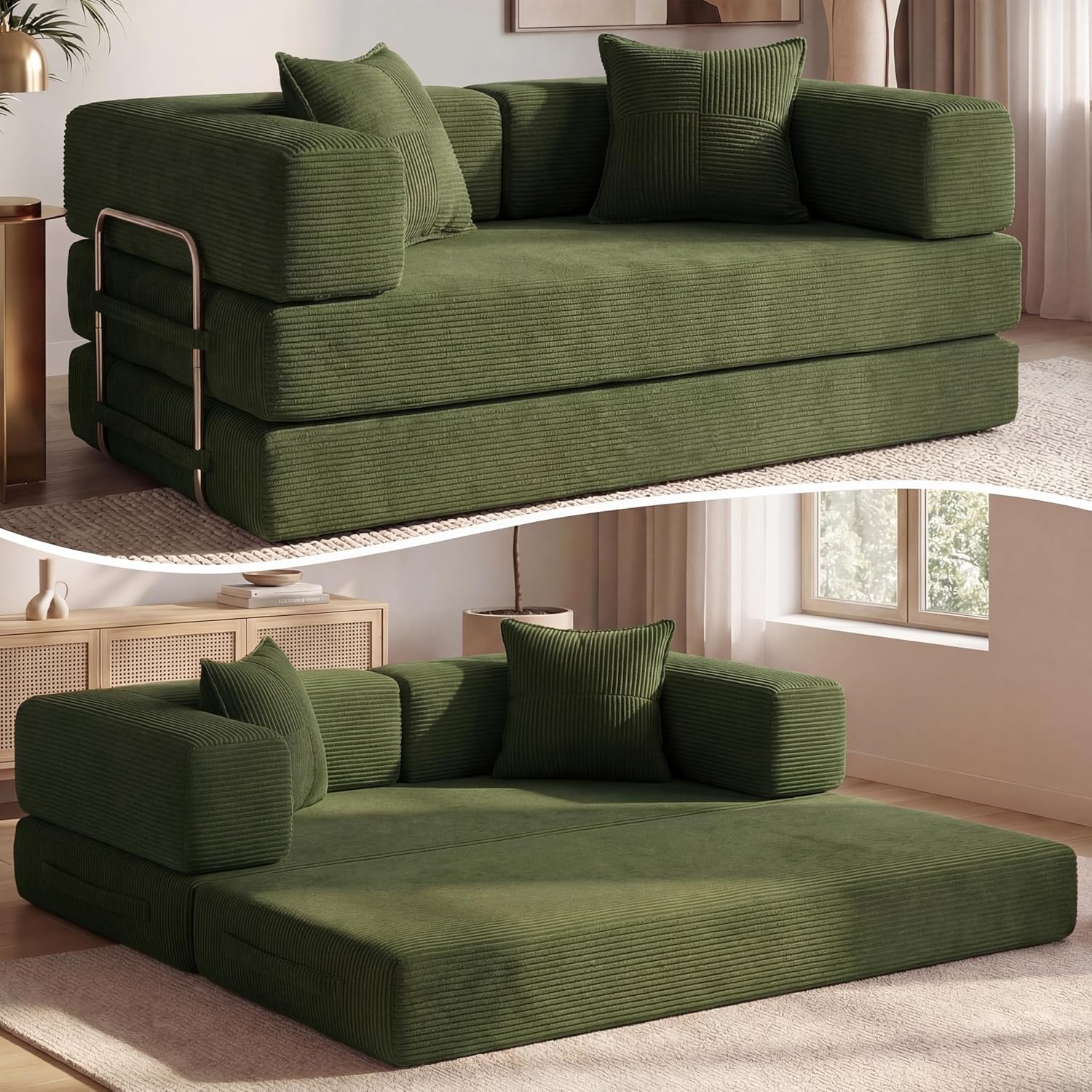 Sofá cama transformable Verde