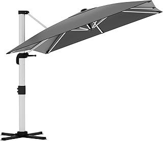 Sombrilla para balcón de aluminio con manivela, impermeable, protección solar UV50+, rotación de 360 °, Grau Doble Techo, 300 * 400 cm