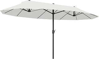 Sombrilla Parasol Doble para Jardín 4,55x2,65x2,38 m Beige | Sombrilla Gigante, Anti UV, con Manivela, para Exterior Patio Terraza Piscina