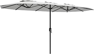 Sombrilla Doble 4,6x2,6 m con Manivela Manual UV50+ Blanco | Sombrilla Terraza Exterior, Funda Protectora, Resistente al Agua, Parasol para Jardín, Terraza, Patio