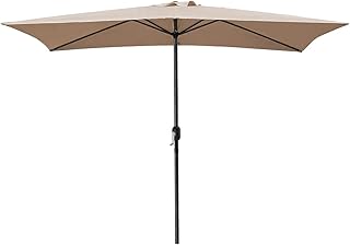 – Sombrilla de Jardín con Forro Anti UV 200x300cm. Parasol de Aluminio con Manivela, Toldo Rectangular para Patios y Terrazas (Beige)