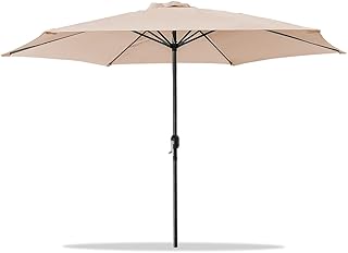 – Sombrilla de Jardín con Forro Anti UV. Parasol de Aluminio con Manivela, Toldo Octogonal 3 M Ø para Patios y Terrazas 244 x 300cm (Beige)
