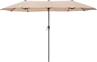 Sombrilla rectangular grande, 200 x 380 cm, para jardín, terraza, jardín, con manivela, protección UV, parasol, resistente al viento