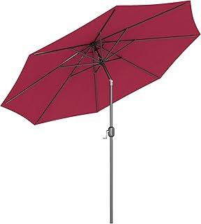 Sombrilla de Jardín Ø300x250 cm Manivela para Terraza Gris Oscuro | Sombrilla recta, de metal, redondo, poliéster, 180 g/m²