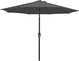 Sombrilla de Jardín con Inclinación Ajustable y Manivela, Parasol Exterior con Protección UPF50+ para Terraza, Patio, Piscina y Playa (Gris, 2.7M)